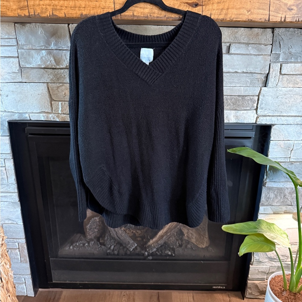 Sunday Black V-Neck Women's Sweater